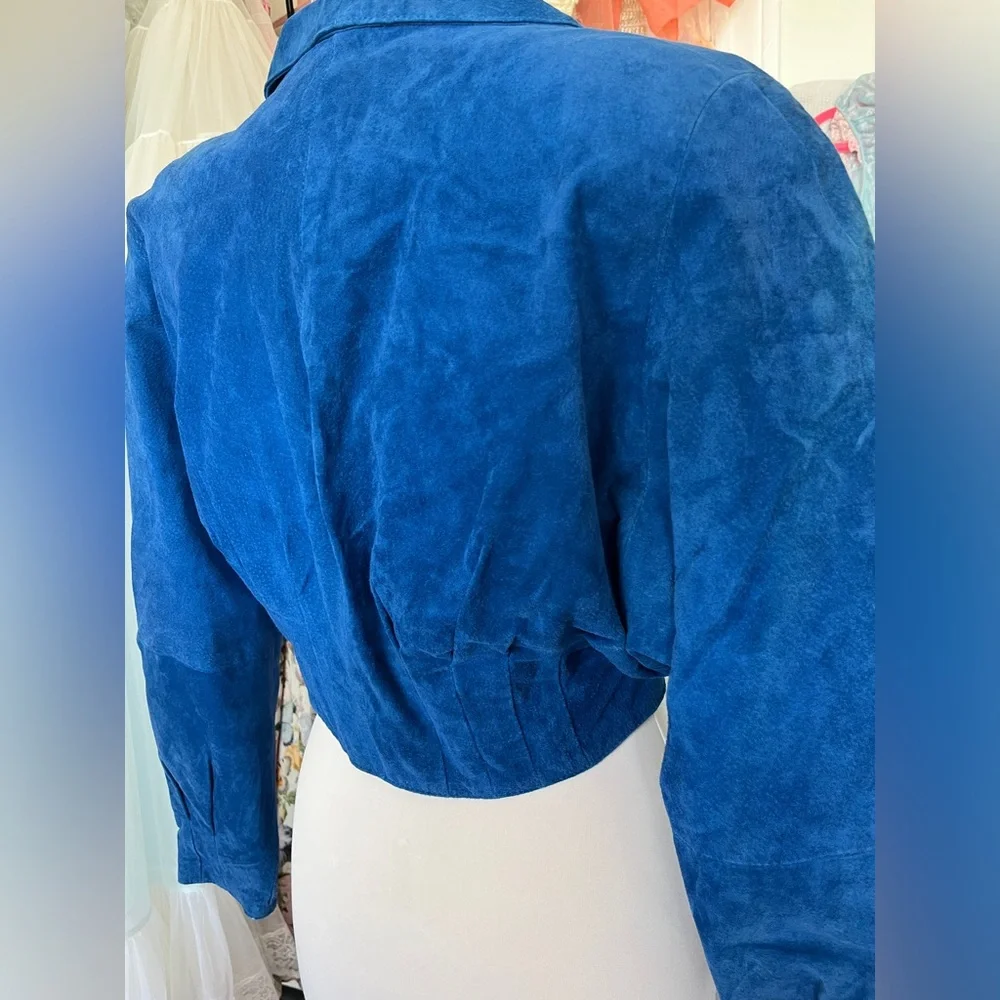 Wilson’s Leather Vintage 80s blue suede cropped leather jacket - Picture 6 of 9